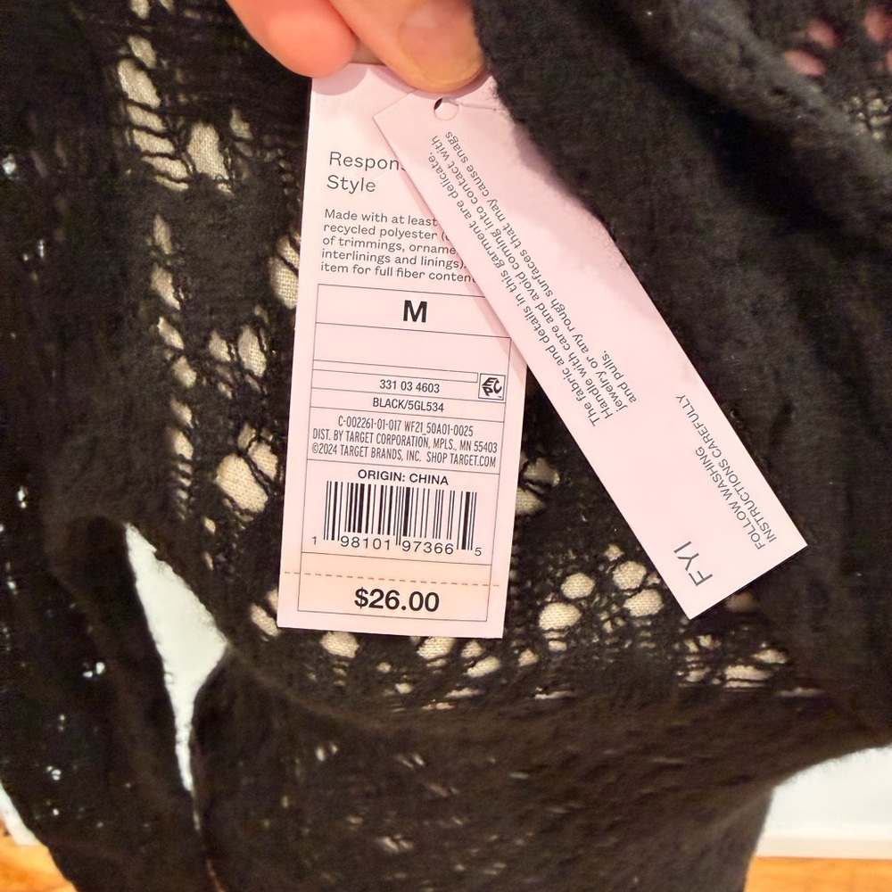 Wild Fable Black Loose Knit Top Medium - Picture 5 of 7